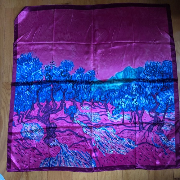 MOSI art scarf square bold pinks blue Van Gogh - Picture 7 of 11